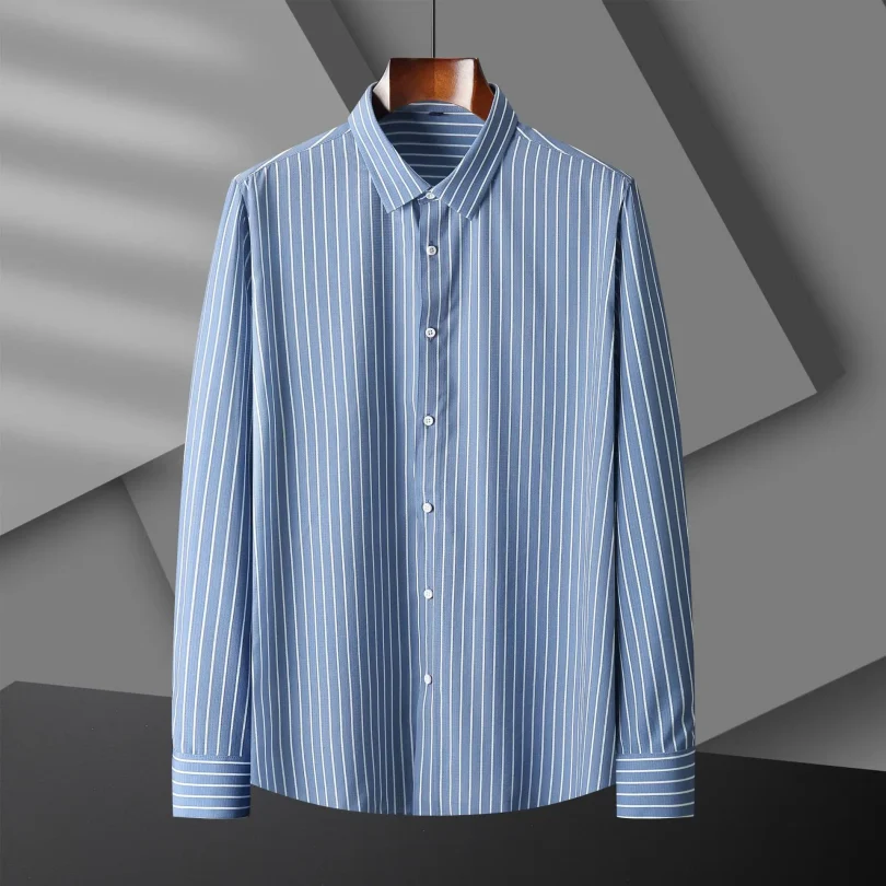 Men's business casual long sleeve shirt Spring, autumn and winter new styles Men's plus size loose striped shirt Large size 8XL