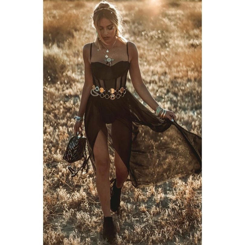 Bohemian Vintage Sheer Long Dresses Summer Beach Party Party Long Dresses - Image 4