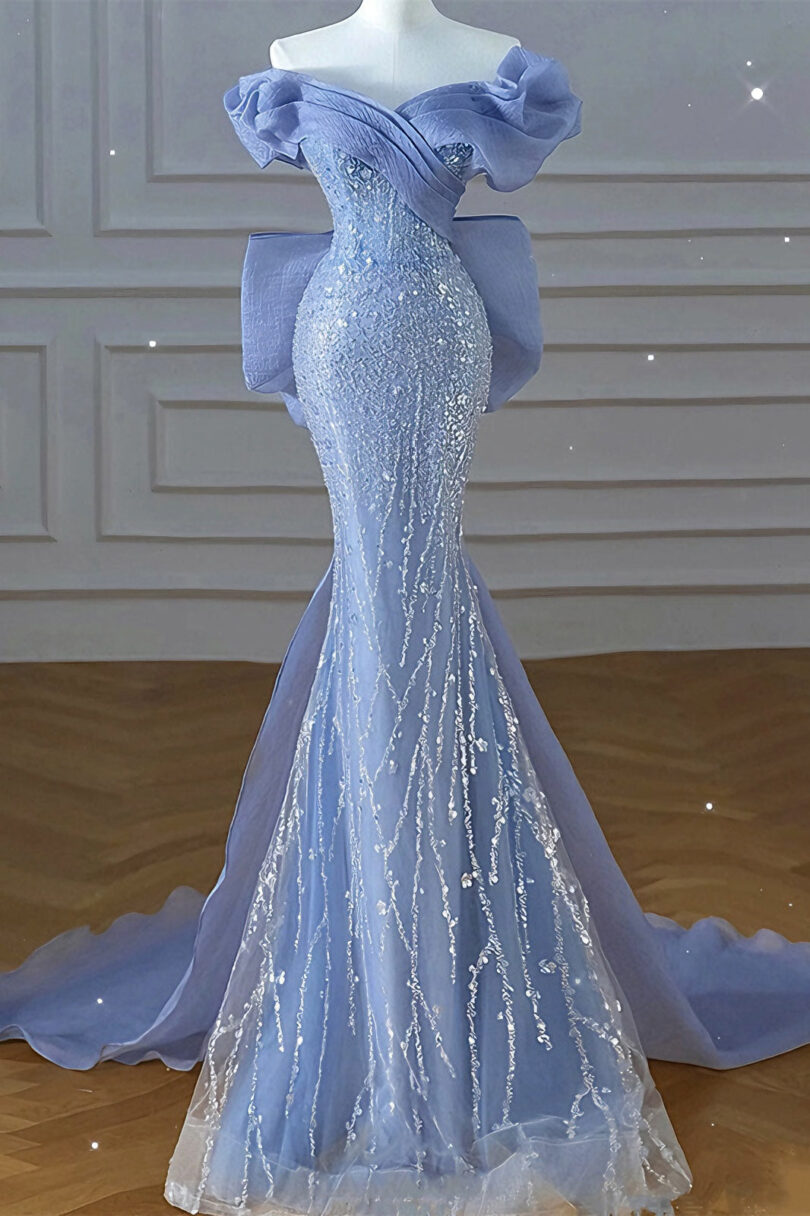 Haze blue dress heavy beaded mermaid skirt - Image 2